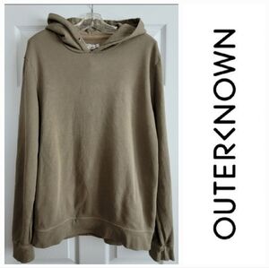 OUTERKNOWN HOODIE PULLOVER HOODED SWEATSHIRT ORGANIC COTTON KHAKI MEDIUM